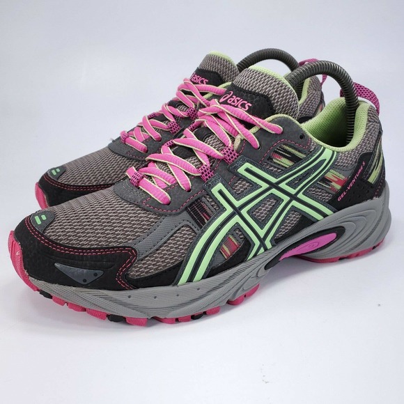 Asics Shoes - ASICS Gel-Venture 5 Athletic Shoe Womens Size 8 T5N8N Gray Black Green Pink